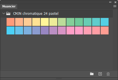 Nuancier CMJN chromatique 24 nuances pastel