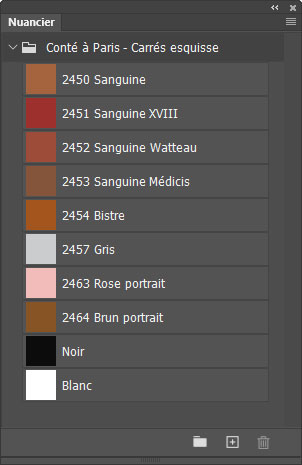 Nuancier Conté à Paris - Carrés esquisse