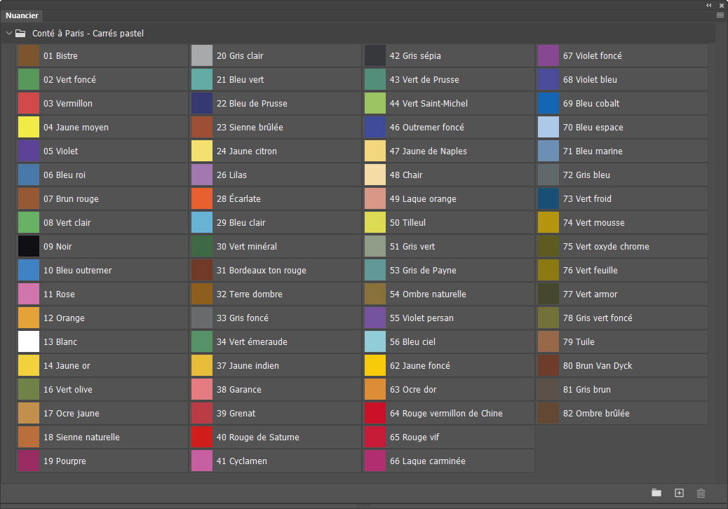 Nuancier Conté à Paris - Carrés pastel