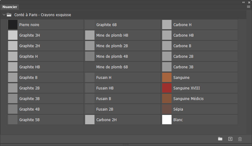 Nuancier Conté à Paris - Crayons esquisse