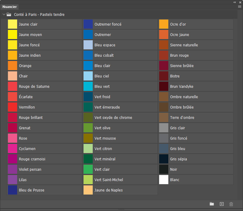 Nuancier Conté à Paris - Pastels tendre