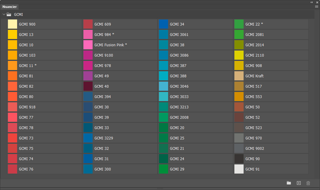Nuancier GCMI, avec références Nuancier GCMI, avec références
