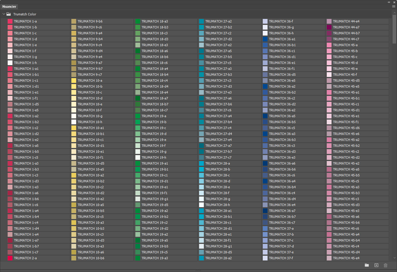 Nuancier TRUMATCH, avec références (extrait) Nuancier TRUMATCH, avec références (extrait)