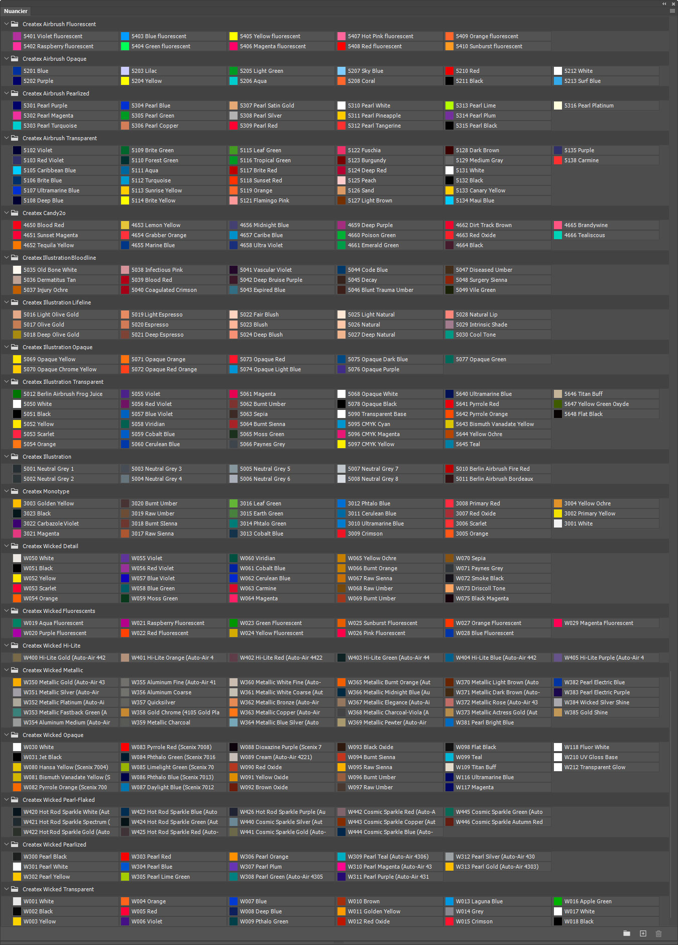 19 Nuanciers Createx