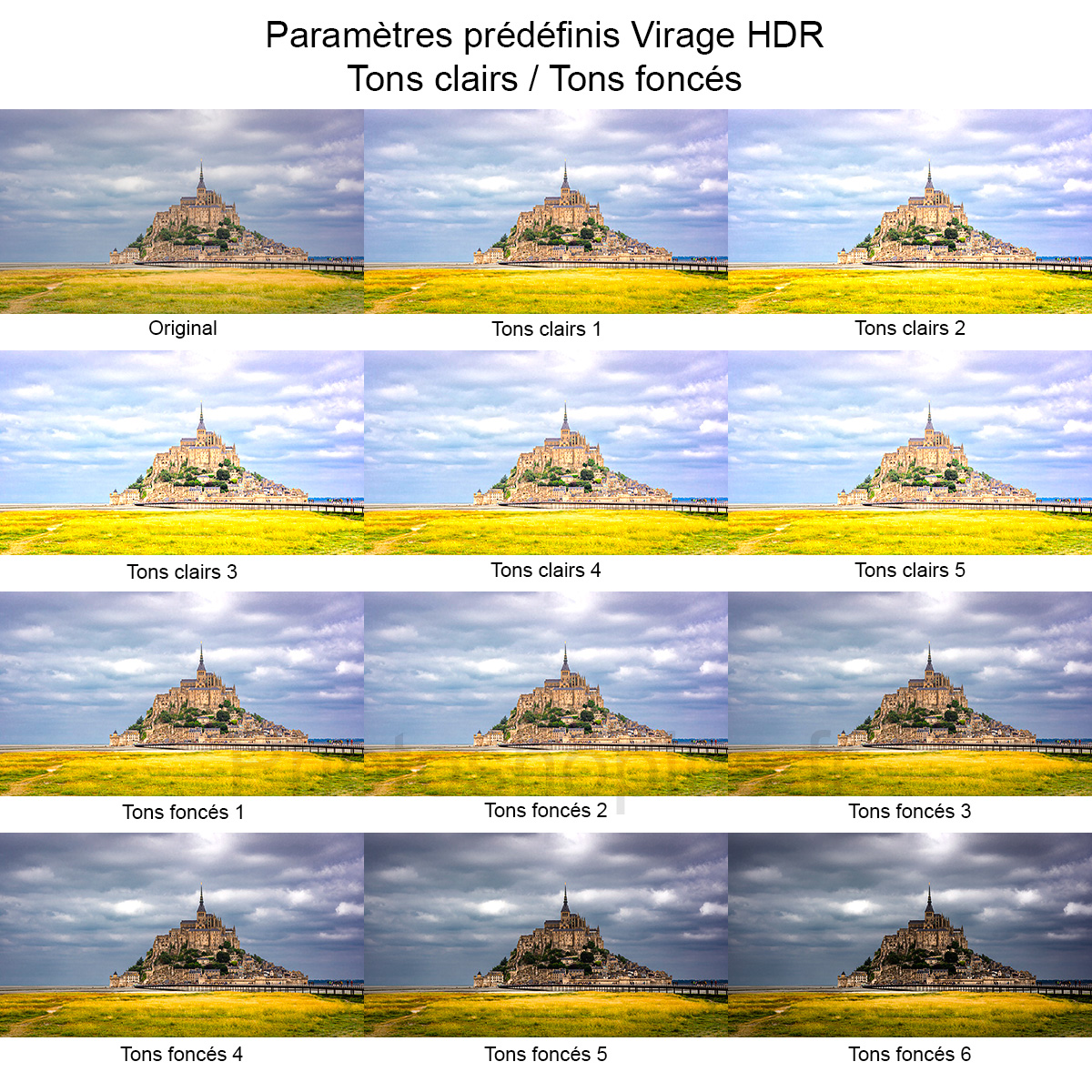 Paramètres prédéfinis Virage HDR Tons clairs et foncés