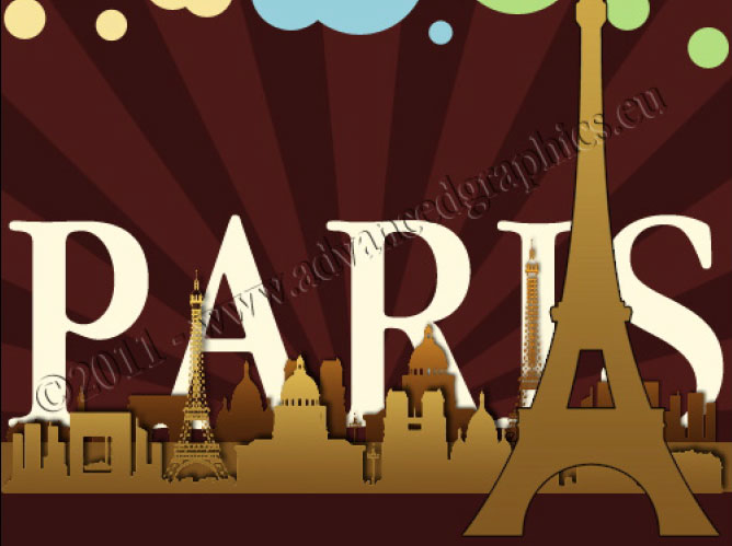 Écrire Paris et placer en arrière-plan