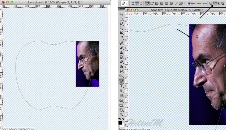 Ajouter l'image de Steve Jobs et dessiner les contours