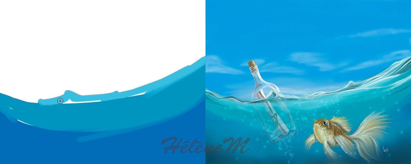 Peinture bouteille à la mer