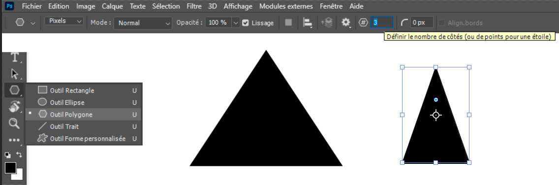 Dessiner un triangle avec l'outil Polygone