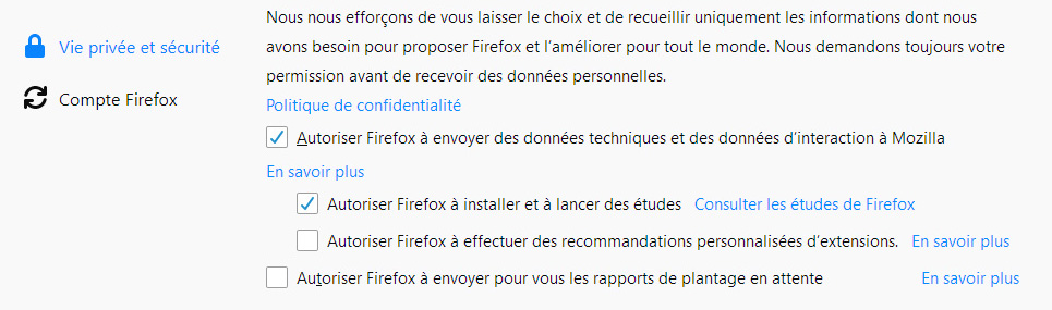 Firefox désactive les extensions