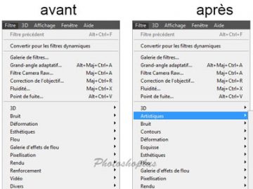 Afficher tous les filtres dans le menu Filtre Afficher tous les filtres dans le menu Filtre