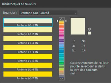 Bibliothèque de couleurs : Pantone Goe Coated Bibliothèque de couleurs Pantone Goe Coated