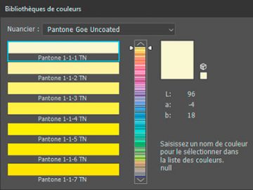 Bibliothèque de couleurs : Pantone Goe Uncoated Bibliothèque de couleurs Pantone Goe Uncoated