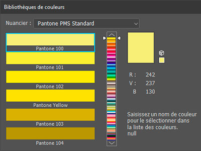Bibliothèque de couleurs Pantone PMS Standard