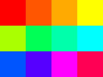 Nuancier : chromatique RVB (162 nuances) Nuancier chromatique RVB 162 nuances