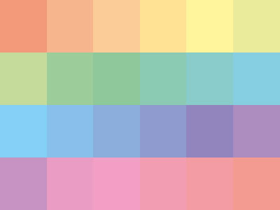 Nuancier CMJN chromatique 24 nuances pastel