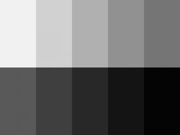 Nuancier : Niveaux de gris (10 nuances) Nuancier 10 niveaux de gris