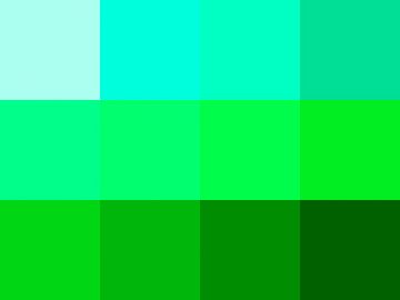 Nuancier : Vert émeraude (Smaragdin) Nuancier Vert émeraude
