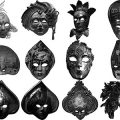 Pinceaux Masques carnaval (5) de Venise