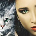 Retouche peinture, la fille au chat